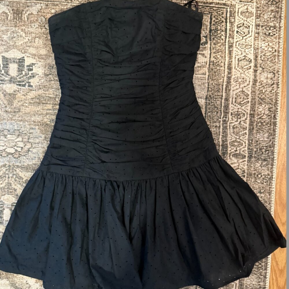 Betsey Johnson | Size 4 | Black Strapless Eyelet Mini Dress